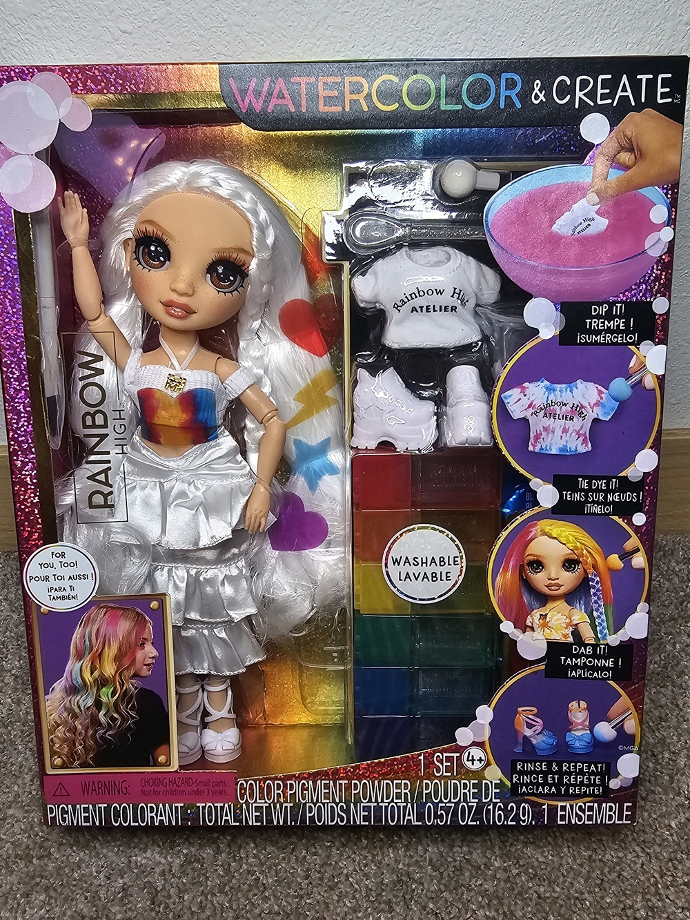 Rainbow Watercolor & Create Doll Dye Set - White Doll with Rainbow Pigments